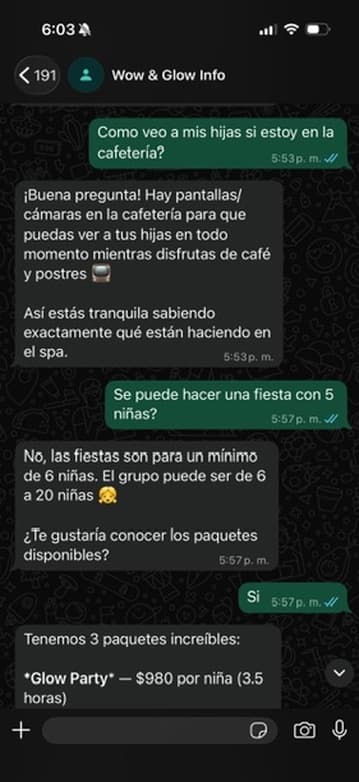WhatsApp InfoBot conversation